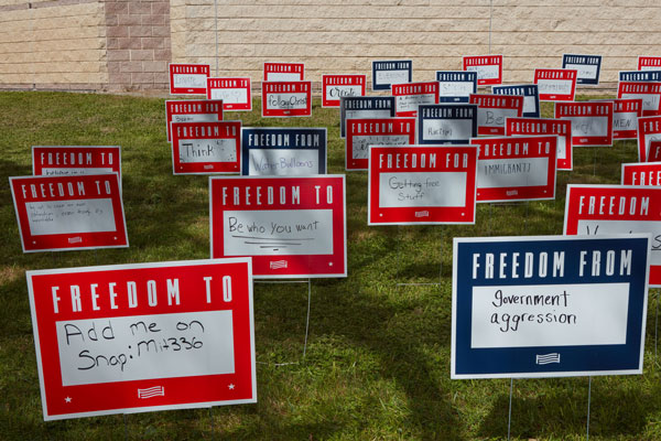 For Freedoms 50 State Initiative at USF installed at USFCAM. photo Wll Lytch