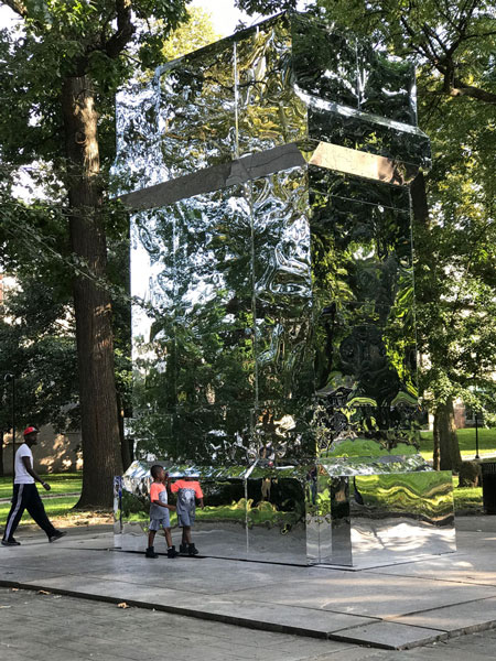 Karyn Olivier, The Battle is Joined, 2017. STILL. Vernon Park, Philadelphia PA. Commissioned by Monument Lab and Mural Arts. video documentation with audio recording of Trapeta B. Mayson’s poem Monuments to Brown Boys commissioned for public art installation. 1:46 min. Courtesy of the artist and Tanya Bonakdar Gallery.