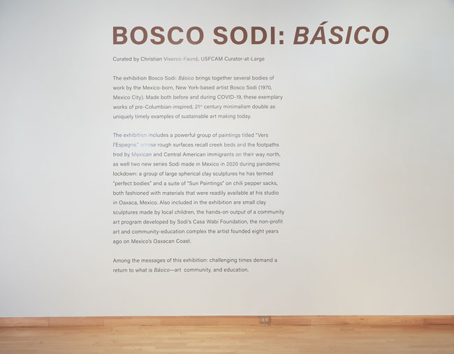 Bosco Sodi: Básico installation view at USF Contemporary Art Museum. Photo by Will Lytch.