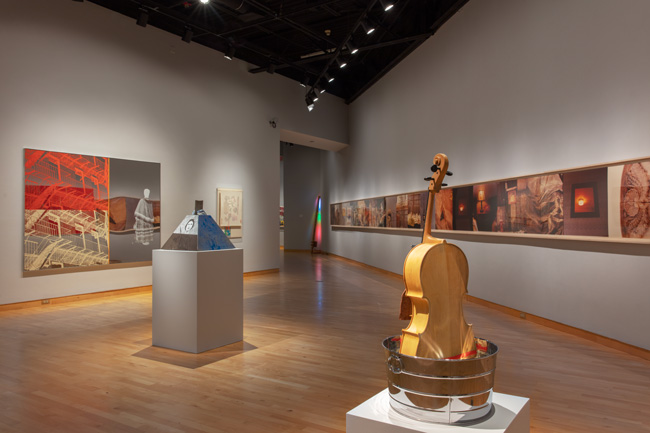 Installation view of OFFSET: Robert Rauschenberg at USF Graphicstudio at USF Contemporary Art Museum. Photo: Andres Ramirez.