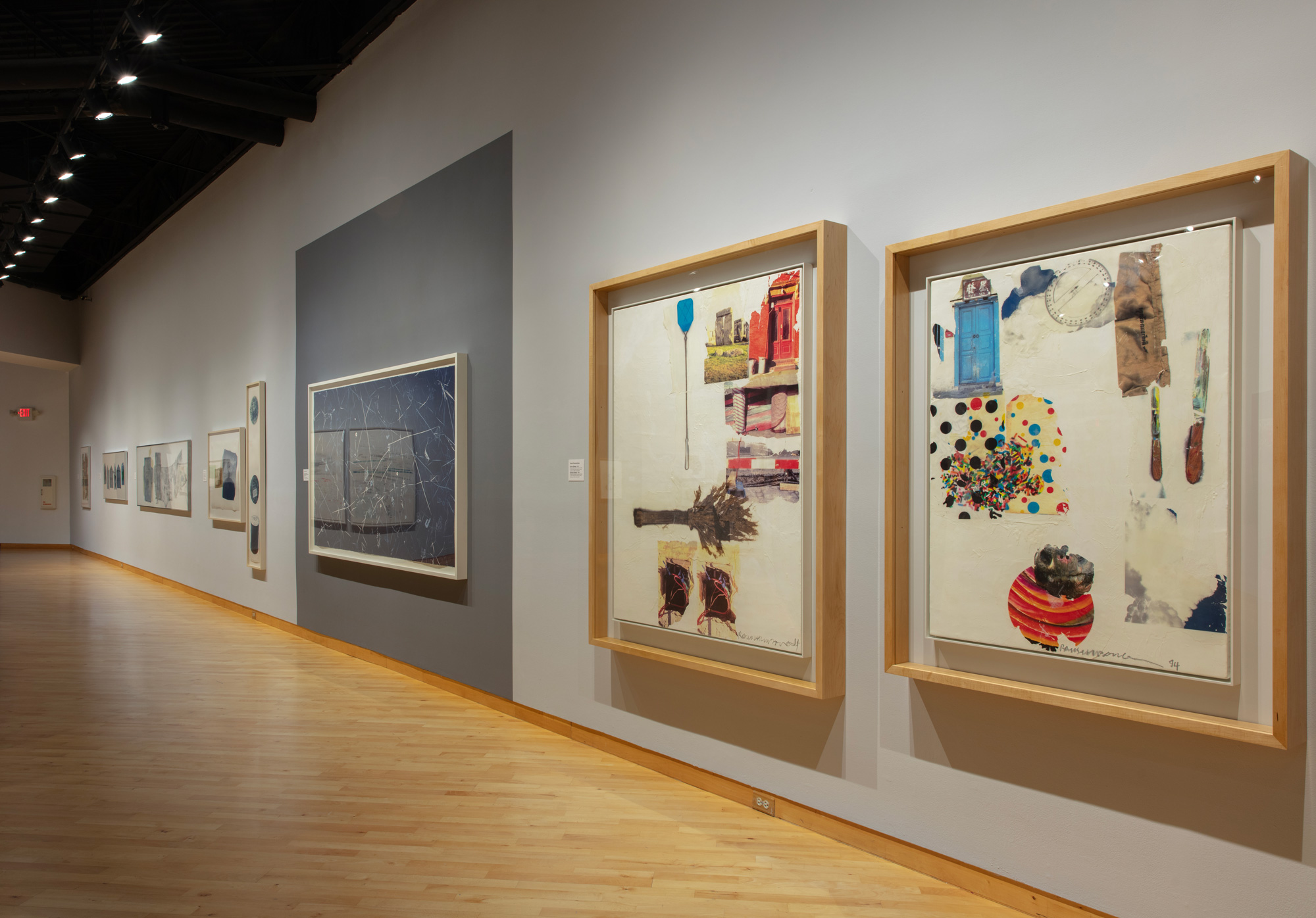 Installation view of OFFSET: Robert Rauschenberg at USF Graphicstudio at USF Contemporary Art Museum. Photo: Andres Ramirez.